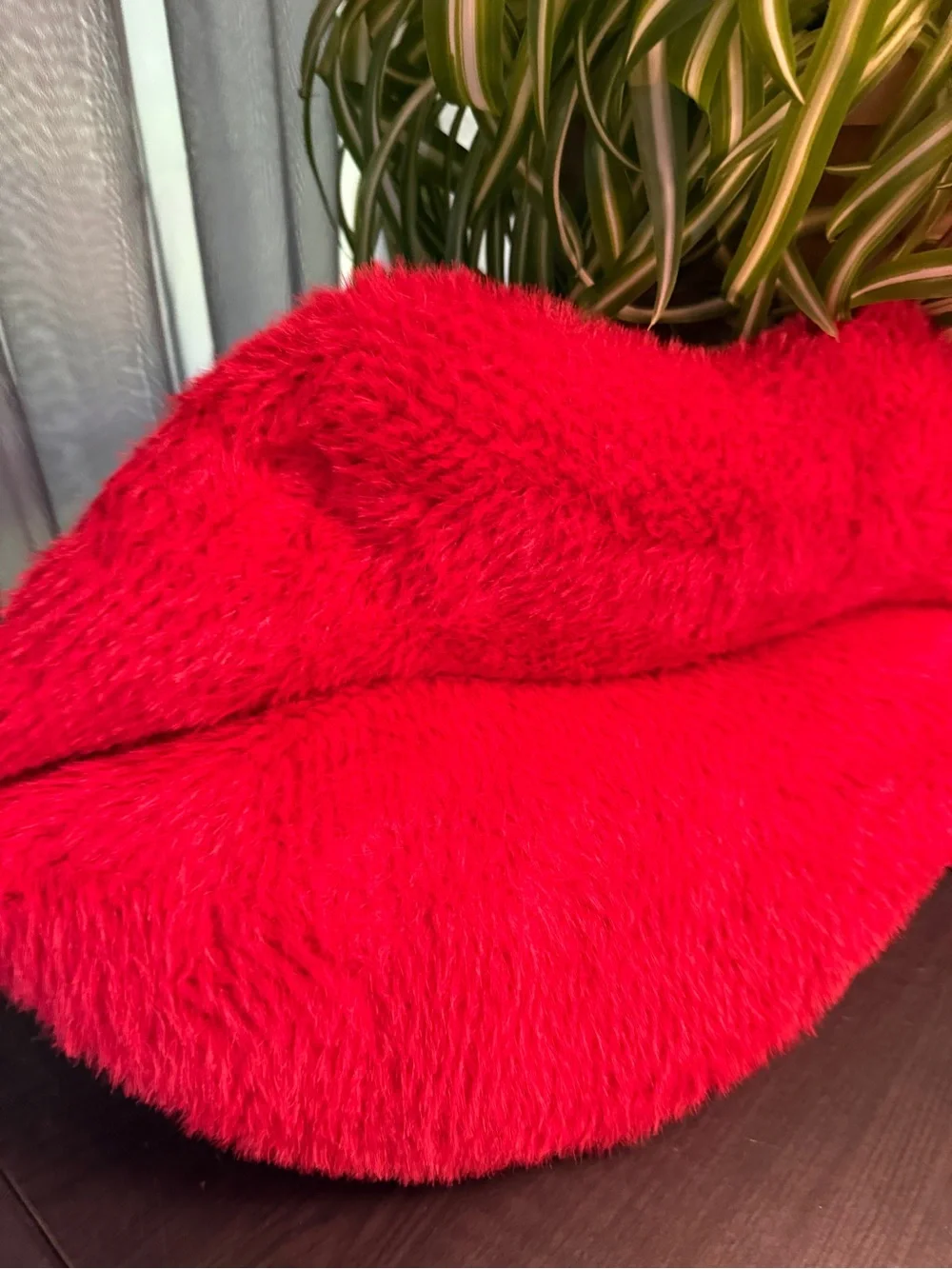 Red Plush Lip Pillow Decorative Accent